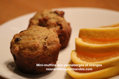 Mini-muffins aux canneberges et oranges